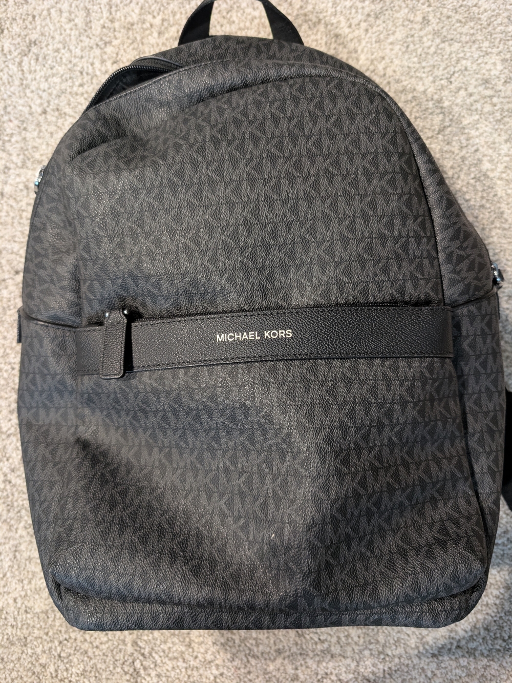Michael Kors Black Monogram Men's Backpack with Logo Strap